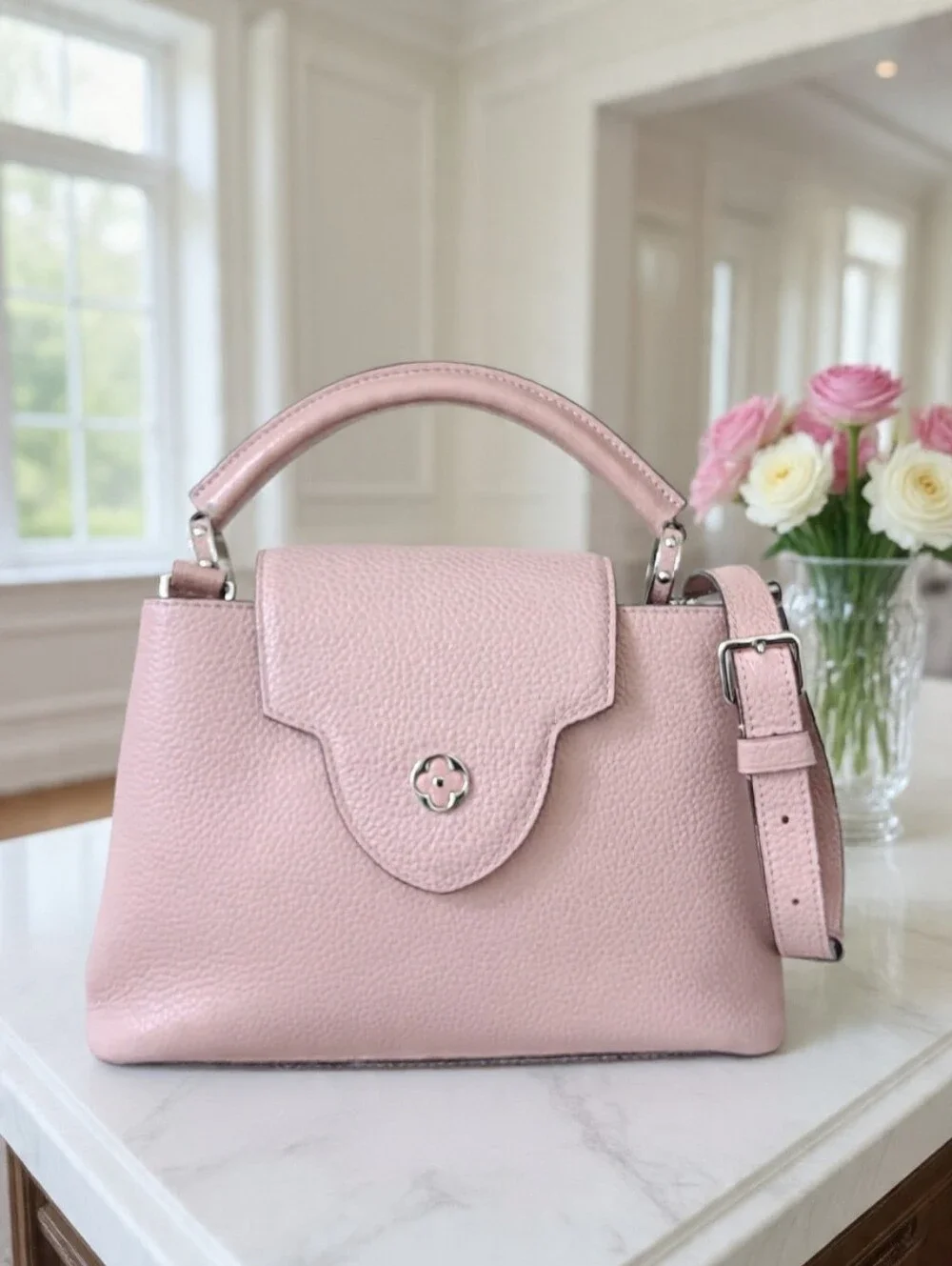 Louis Vuitton Capucines BB Magnolia Pink Taurillon Leather Silver HW 💕 EUC